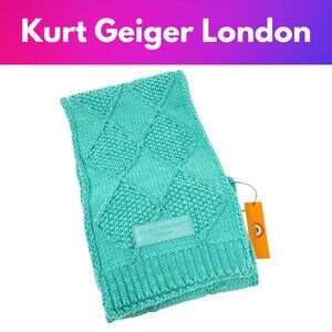 Kurt Geiger London Green Metallic Cable Knit Scarf